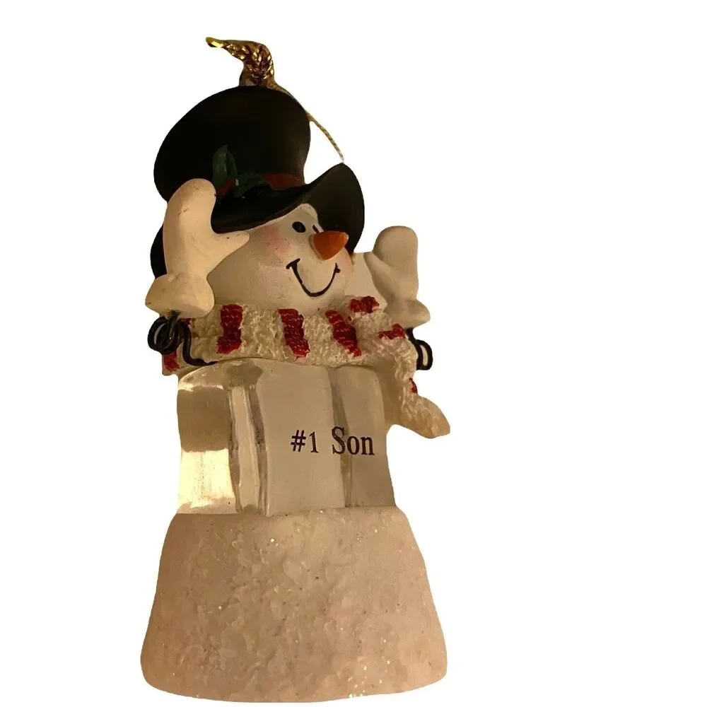 #3845 Plastic snowman musical Christmas ornament  3.25 X 2.5